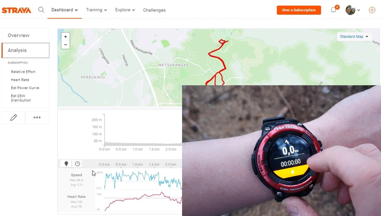 Strava sovelluksella urheilusuoritukset ovat helposti analysoitavissa.